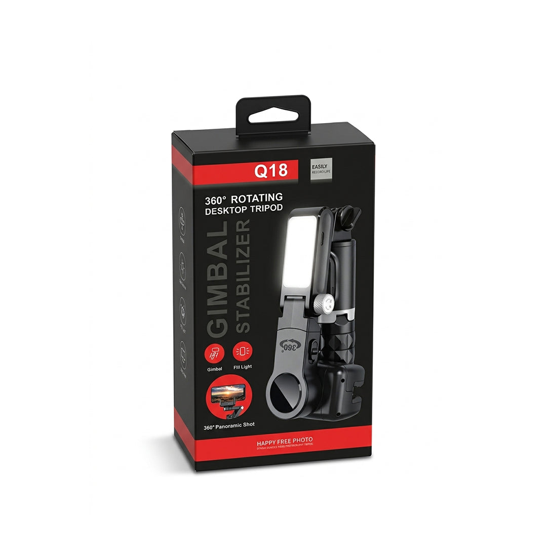 GIMBAL STABILIZERS 360 ROTATION VIDEO HOLDER TRIPOD STAND SMART SHOOTING WITH LIGHT SINGLE GIMBAL FOR MOBILE CAMERA