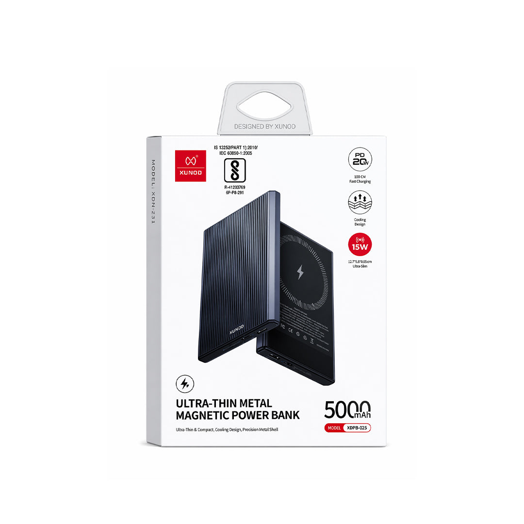 XUNDO ULTRA THIN METAL MAGNETIC POWER BANK 5000mah